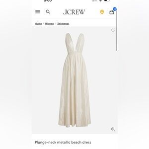 J Crew NWT Large Plunge Neck Metallic Beach Dress Coverup